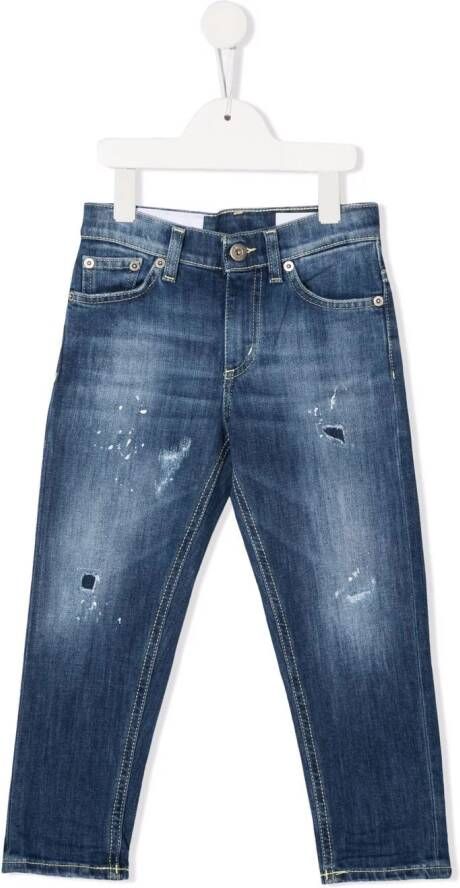 DONDUP KIDS Jeans met gerafeld detail Blauw