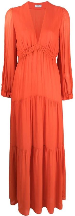 DONDUP Maxi-jurk met watervalhals Oranje