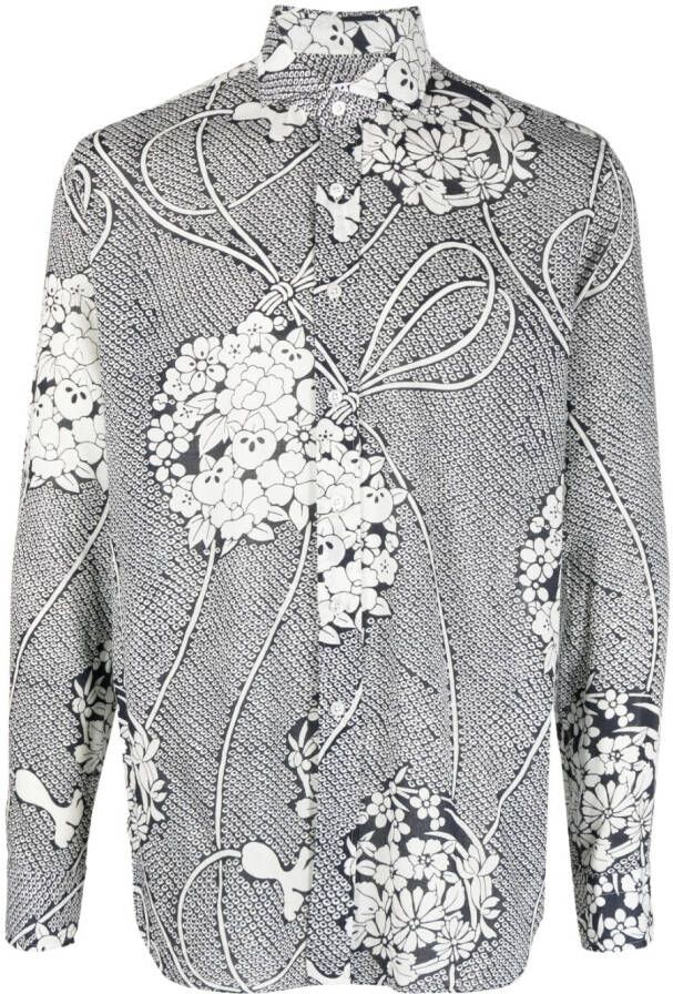 Doppiaa Overhemd met bloemenprint Blauw