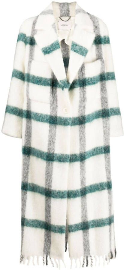 Dorothee Schumacher check-pattern fringed wool coat Wit