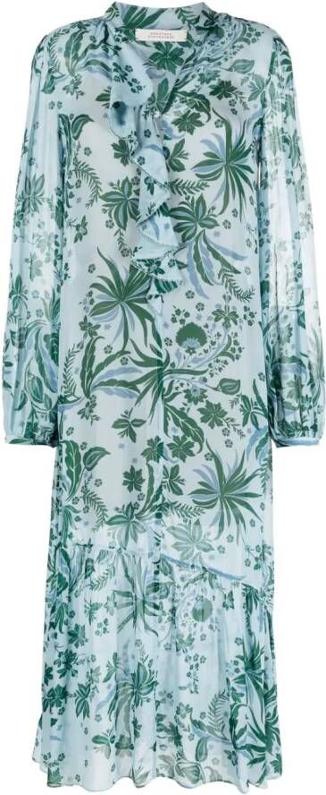 Dorothee Schumacher Midi-jurk met botanische print Blauw