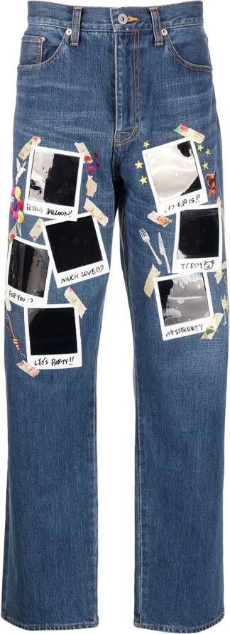 Doublet Jeans met print Blauw