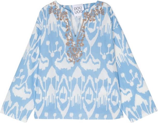 Douuod Kids Blouse met borduurwerk Blauw