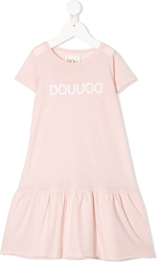 Douuod Kids Jurk met logoprint Roze