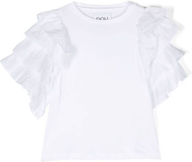 Douuod Kids T-shirt met ruches Wit