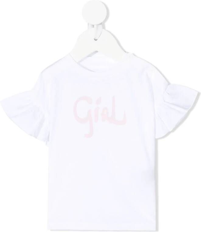 Douuod Kids T-shirt met ruches Wit