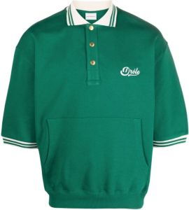 Drôle De Monsieur logo-embroidered cotton polo shirt Groen