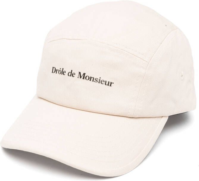 Drôle De Monsieur logo-print cotton cap baseball Beige