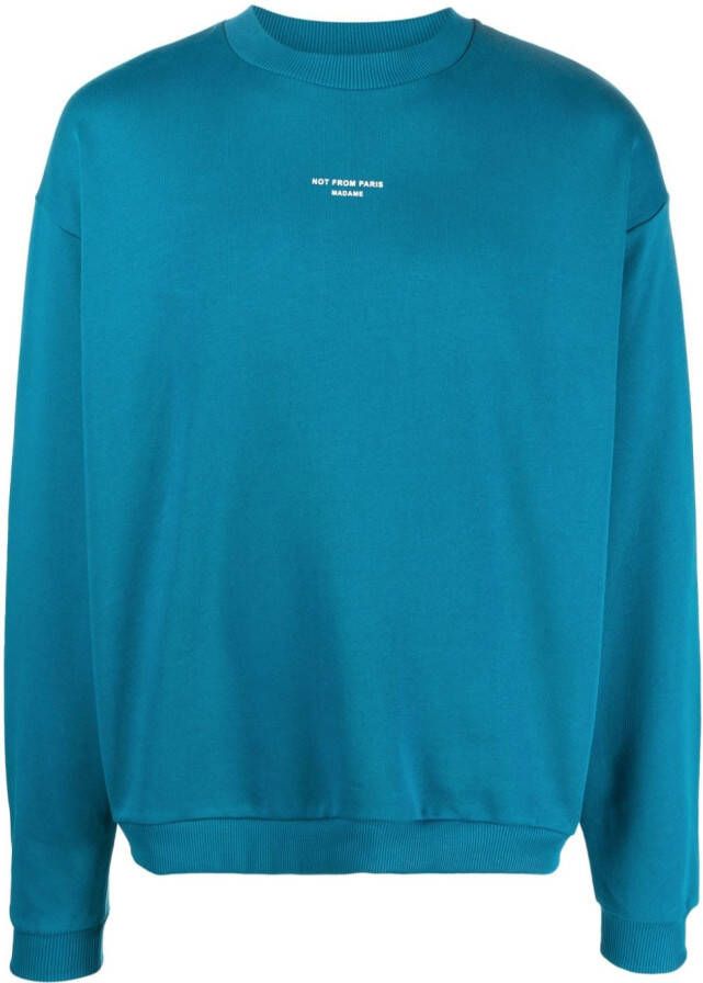 Drôle De Monsieur Sweater met tekst Blauw