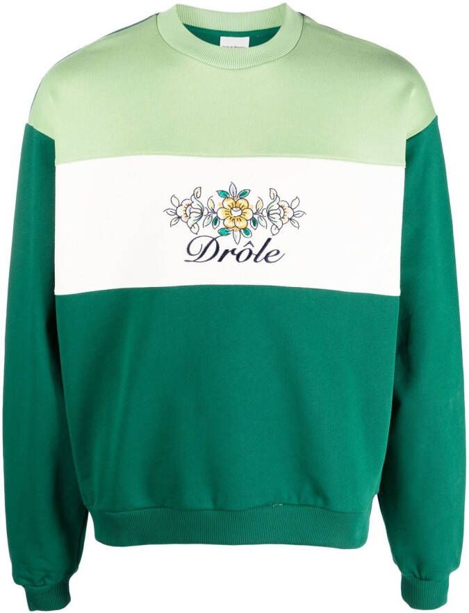Drôle De Monsieur Sweater met geborduurd logo Groen