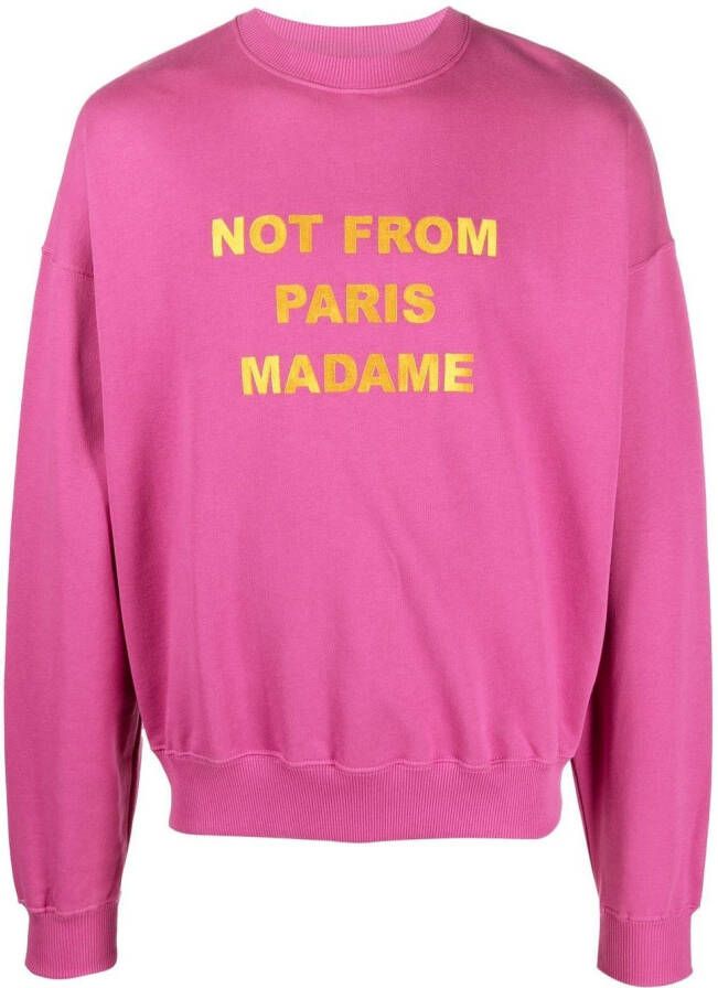 Drôle De Monsieur Sweater met geborduurde tekst Paars