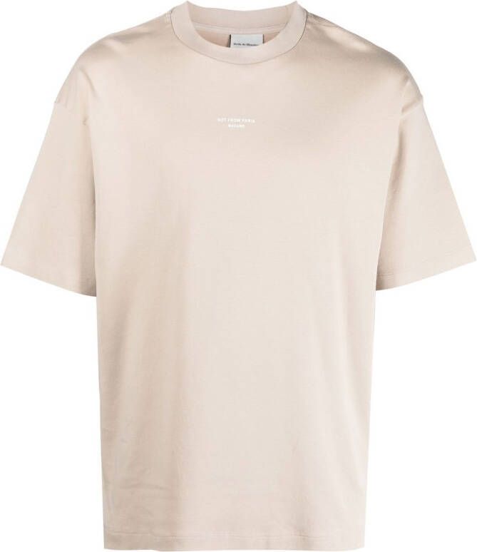 Drôle De Monsieur T-shirt met tekst Beige