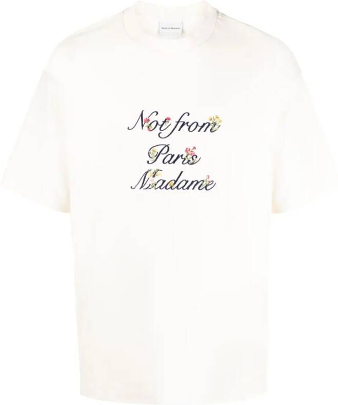 Drôle De Monsieur T-shirt met tekst Beige