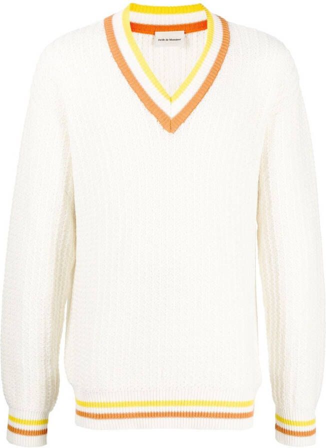 Drôle De Monsieur Trui met V-hals Beige