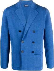 Drumohr double-breasted cotton blazer Blauw