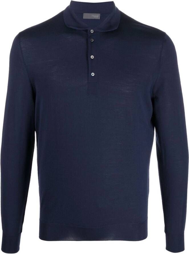 Drumohr Poloshirt met lange mouwen Blauw