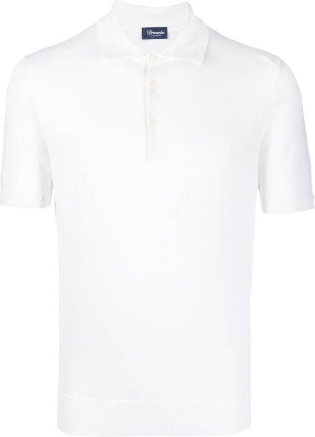 Drumohr Fijngebreid poloshirt Wit