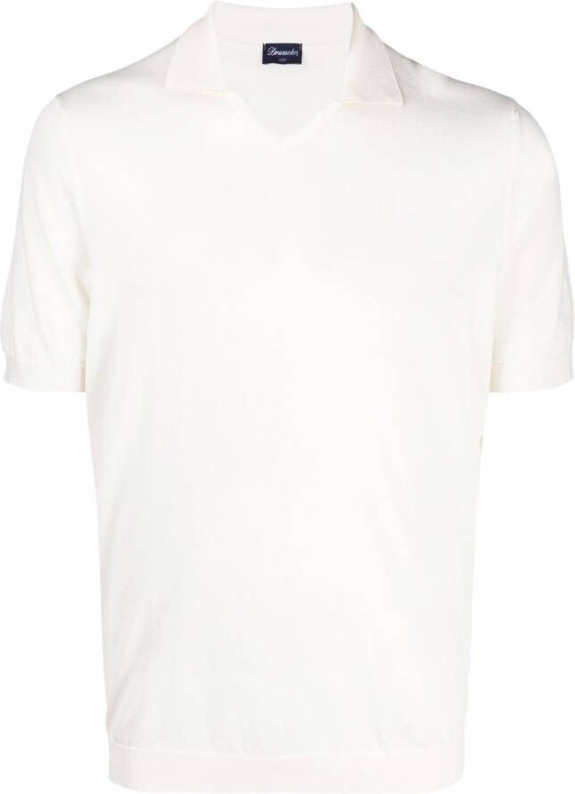 Drumohr T-shirt met puntige kraag Beige