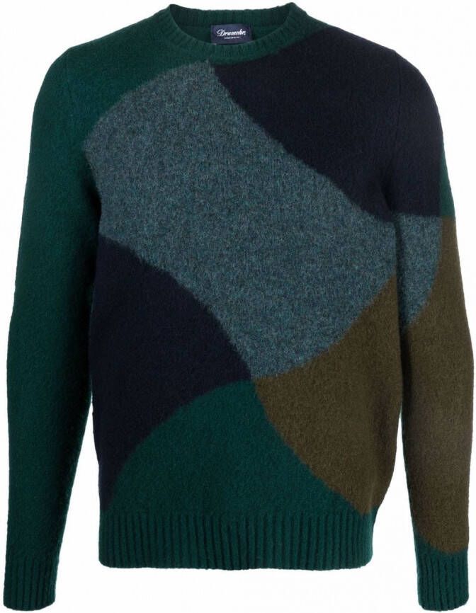 Drumohr Trui met colourblocking Groen