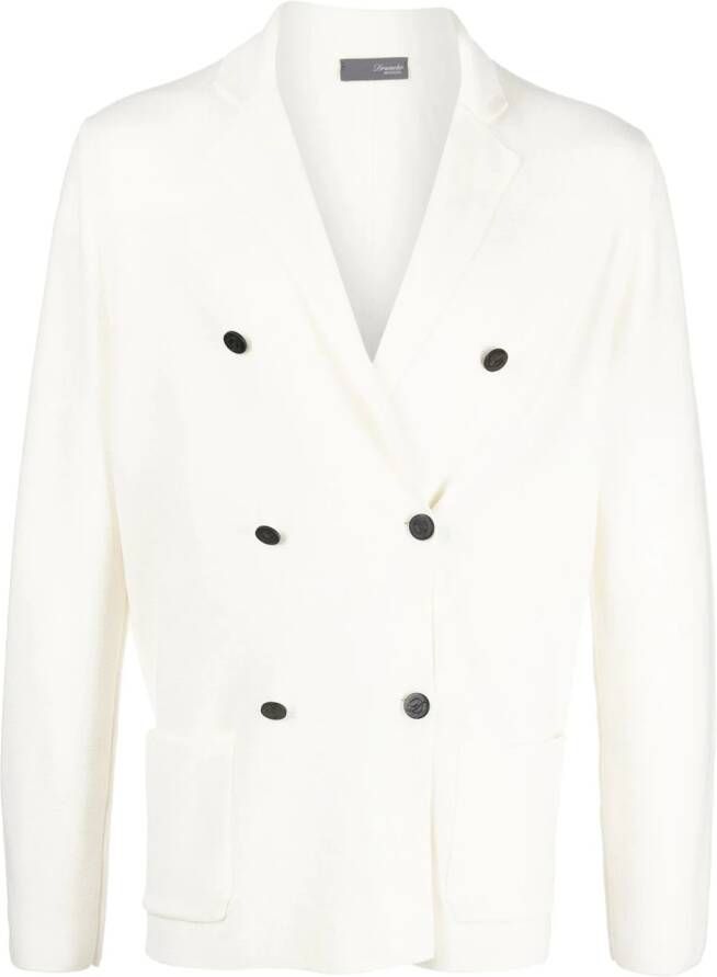 Drumohr Vest met dubbele rij knopen Wit