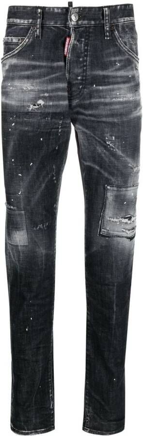 Dsquared2 1964 distressed slim-cut jeans Zwart