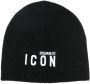 Dsquared2 Be Icon-embroidered ribbed beanie Zwart - Thumbnail 1