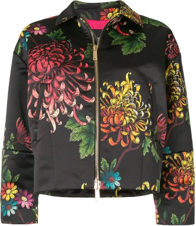 DSQUARED2 Bomberjack met bloemenprint Zwart