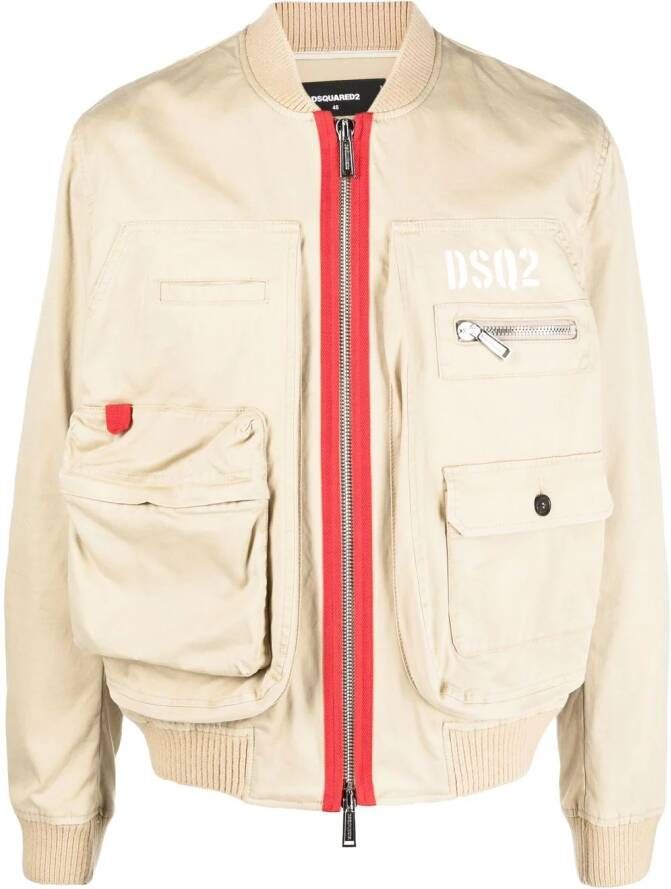 Dsquared2 Bomberjack met logoprint Beige