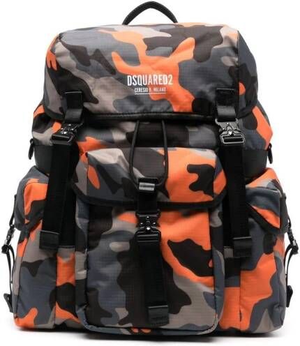 DSQUARED2 Ceresio 9 rugzak met camouflageprint Oranje