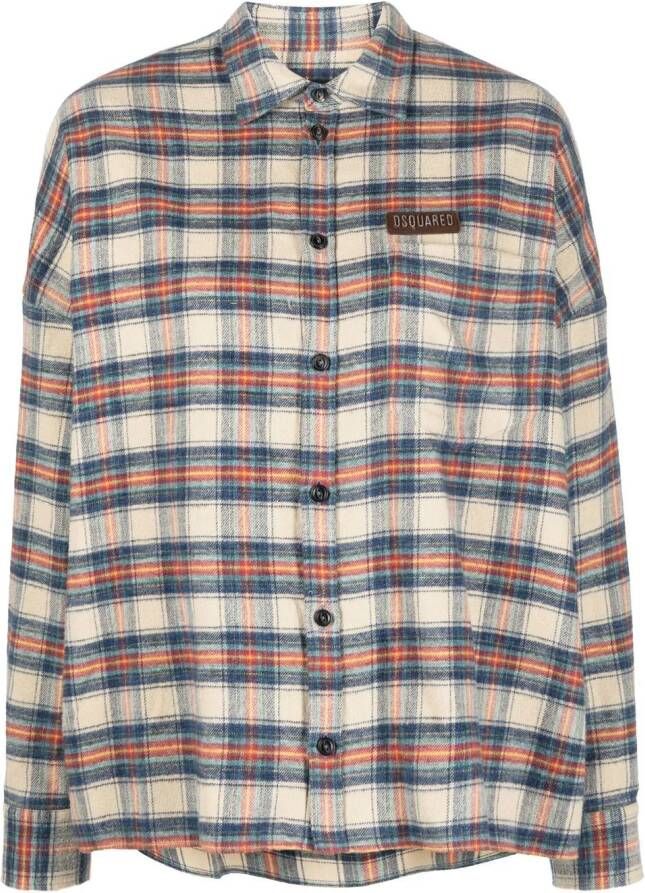 Dsquared2 check-pattern shirt Beige