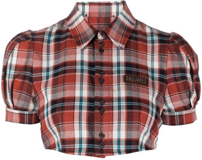 Dsquared2 checked puff-sleeve shirt Rood