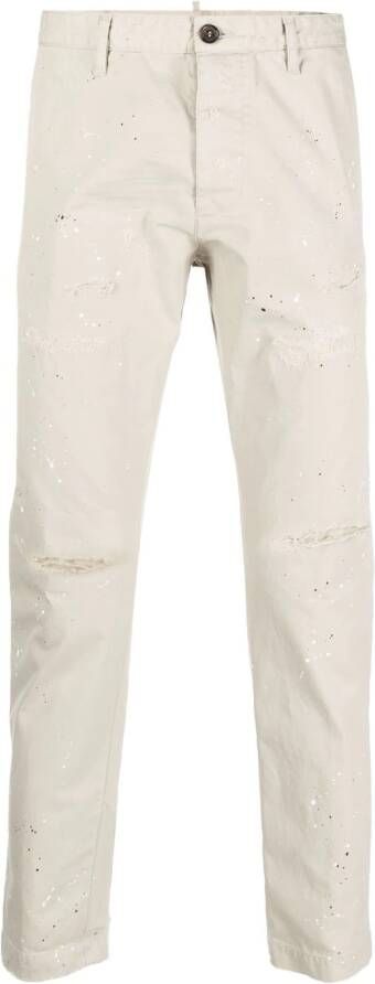 Dsquared2 Chino met verfspetters Beige