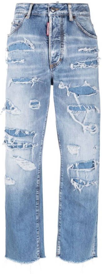 DSQUARED2 distressed cropped jeans Blauw