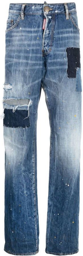 Dsquared2 distressed-effect patchwork jeans Blauw