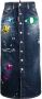 DSQUARED2 distressed patch-detail denim skirt Blauw - Thumbnail 1