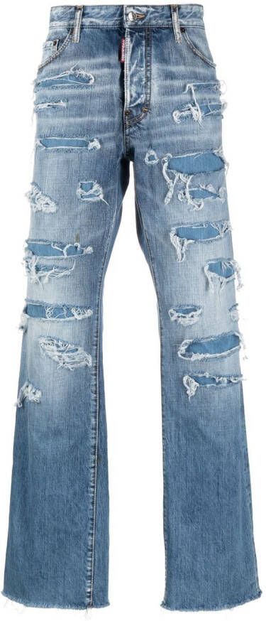 Dsquared2 distressed straight-leg jeans Blauw