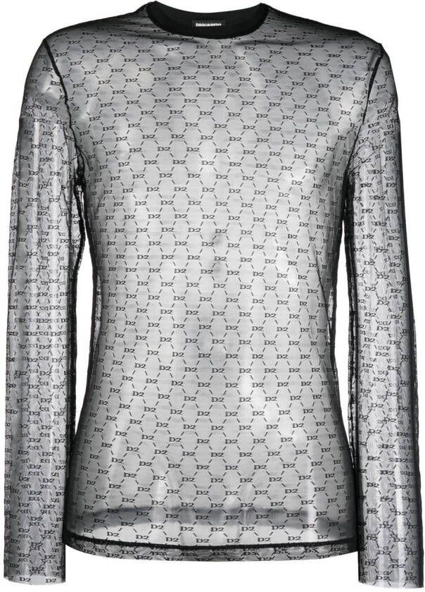 Dsquared2 Doorzichtig T-shirt Zwart