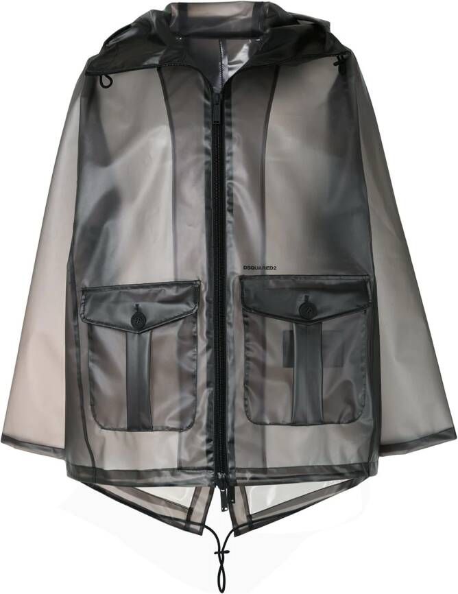 DSQUARED2 Doorzichtige parka Zwart