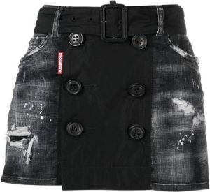 Dsquared2 double-buttoned denim mini skirt Zwart