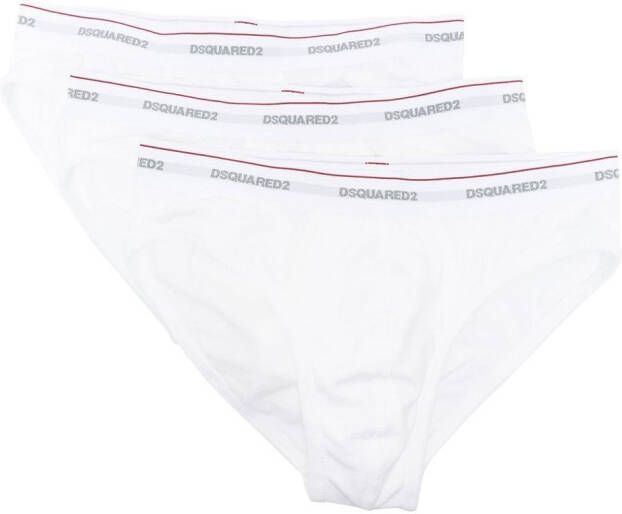 Dsquared2 Drie slips met logoband Wit
