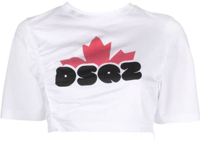 Dsquared2 DSQ2- print cropped T-shirt Wit