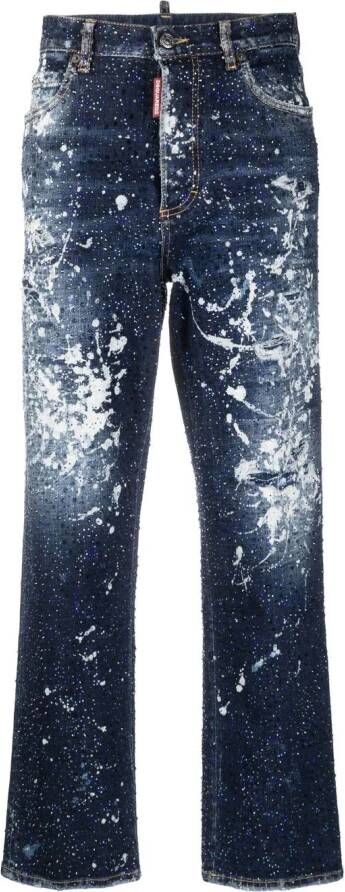 Dsquared2 embellished straight-leg jeans Blauw