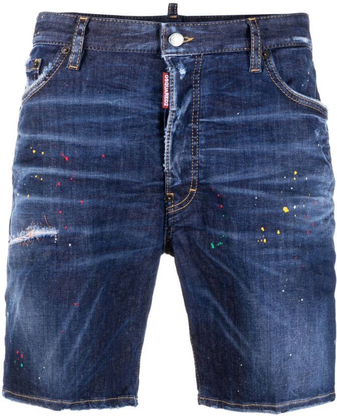 Dsquared2 Denim shorts met patch Blauw