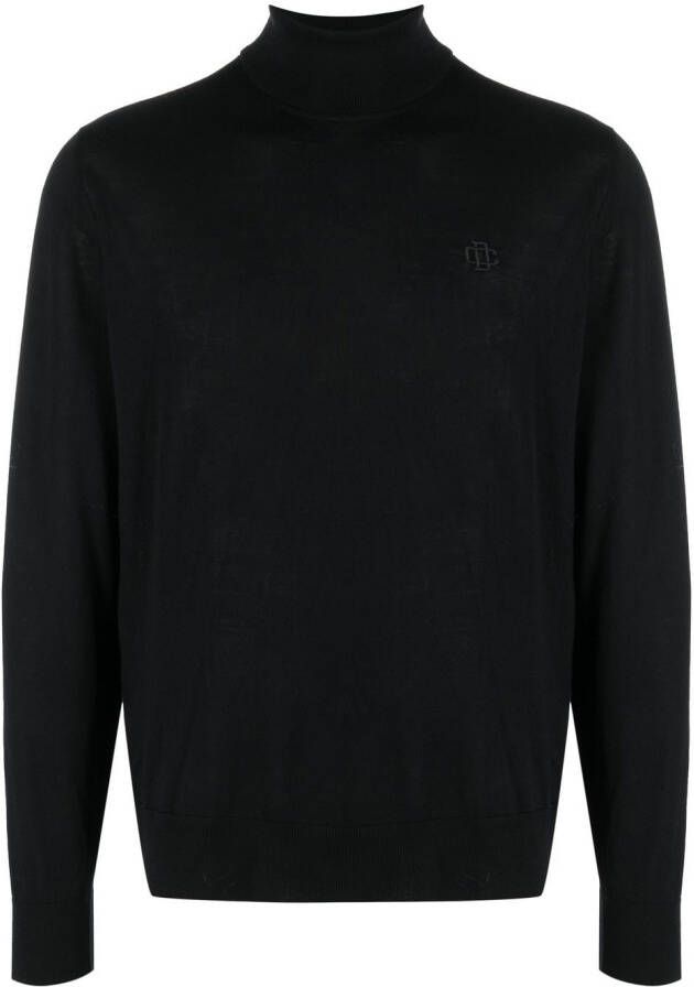 DSQUARED2 embroidered monogram roll neck jumper Zwart