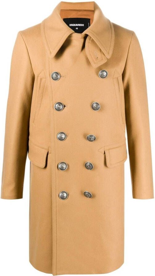 Dsquared2 exaggerated-collar double-breasted coat Beige