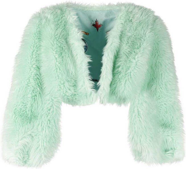 Dsquared2 faux-fur cropped jacket Groen