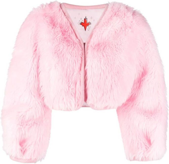 Dsquared2 faux-fur cropped jacket Roze