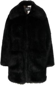 Dsquared2 faux-fur oversized coat Zwart