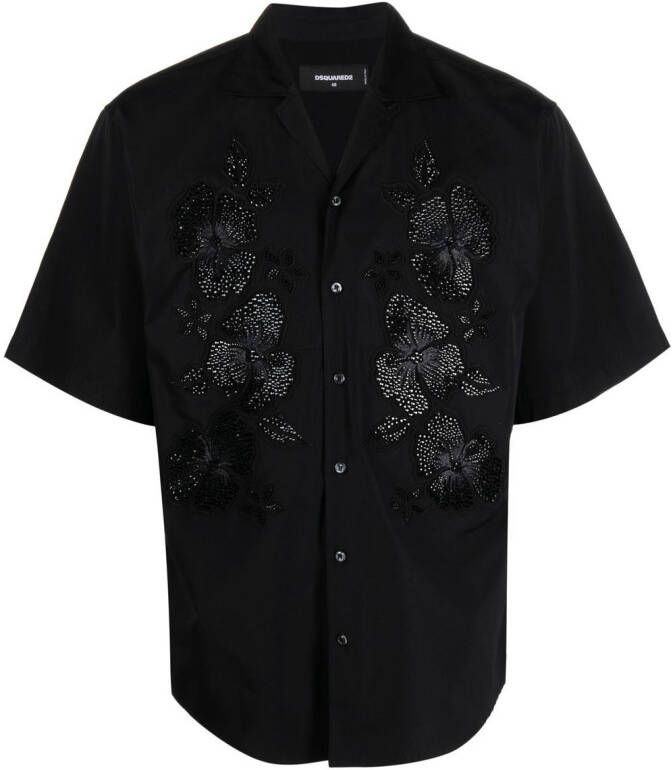 Dsquared2 Overhemd met bloemenprint Zwart