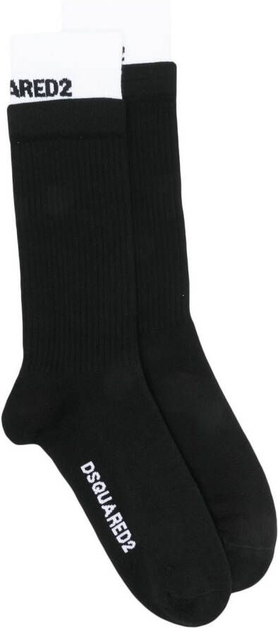 Dsquared2 Geribbelde sokken Zwart